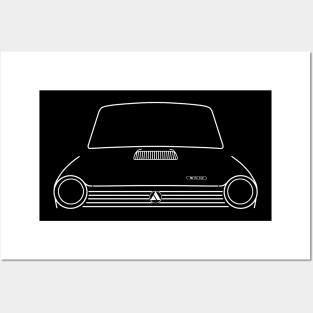 Autobianchi A112 1970s classic car white outline graphic Posters and Art